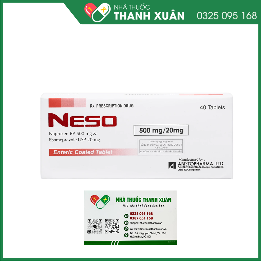 Neso 500mg/20mg trị thoái hóa khớp, viêm khớp dạng thấp